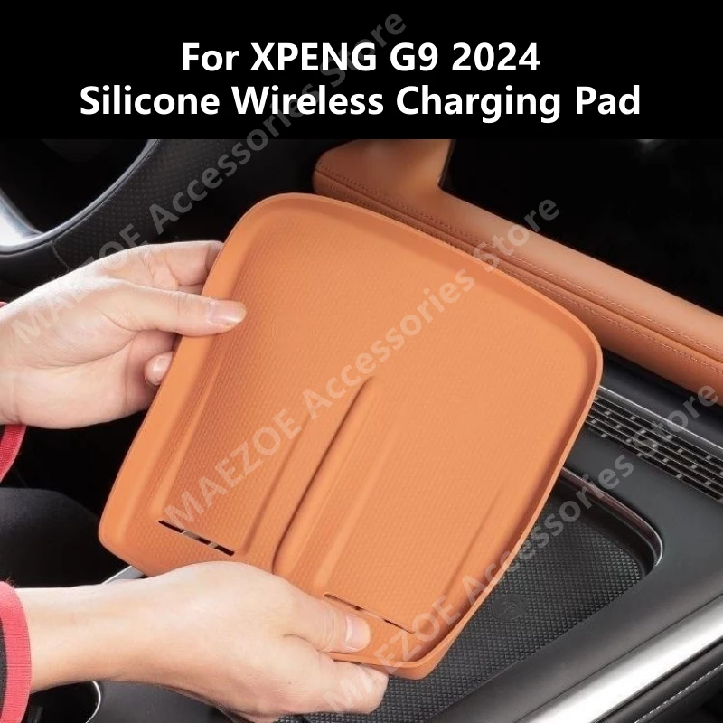 For XPENG G9 2024 Silicone Wireless Charging Pad,Car Interior Decoration Modification Protection Accessories Refit