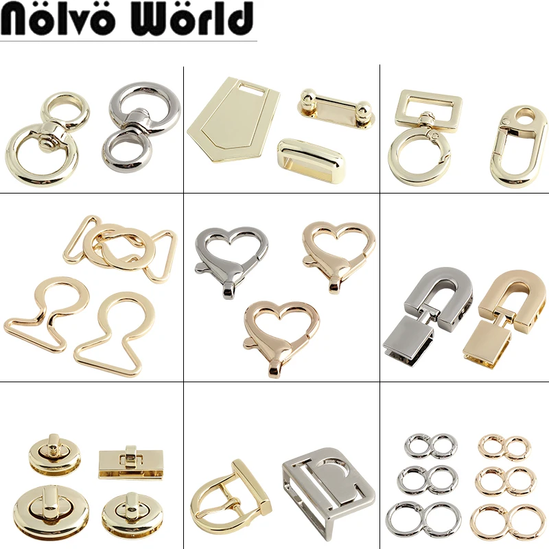 

Light Gold,Gold Metal Turn Twist Locks For Leather Bags Strap Pin Buckle Spring Gate Key Chain Snap Clasp Carabiner Accessories