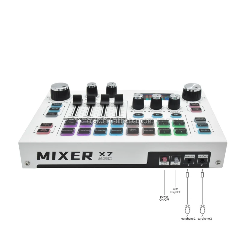 Clavax CLSC-X7 Цельнометаллический аудиомикшер, оборудование для звуковой карты, беспроводной набор живых звуковых карт для мобильного телефона Tiktok, компьютера