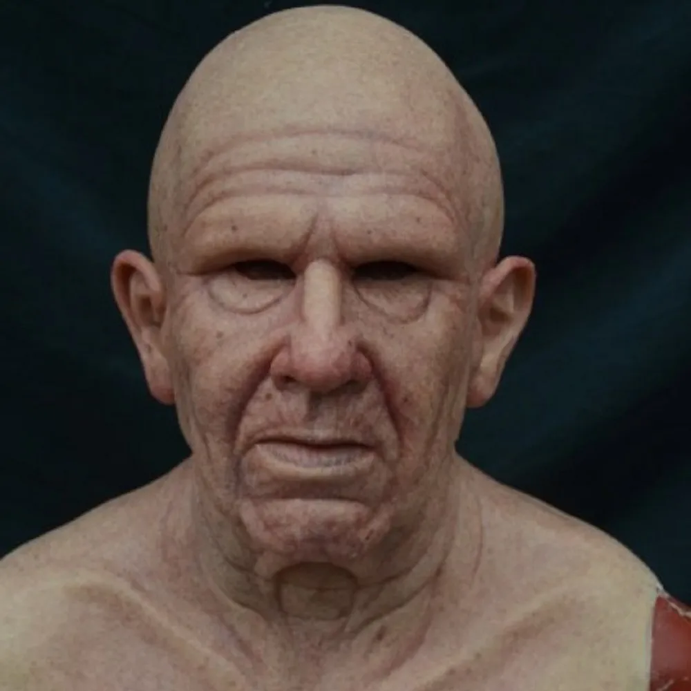 Realistic 3D Mask Handsome Man  Mask  Old Woman Bald  Old Man Hood Halloween Accessories
