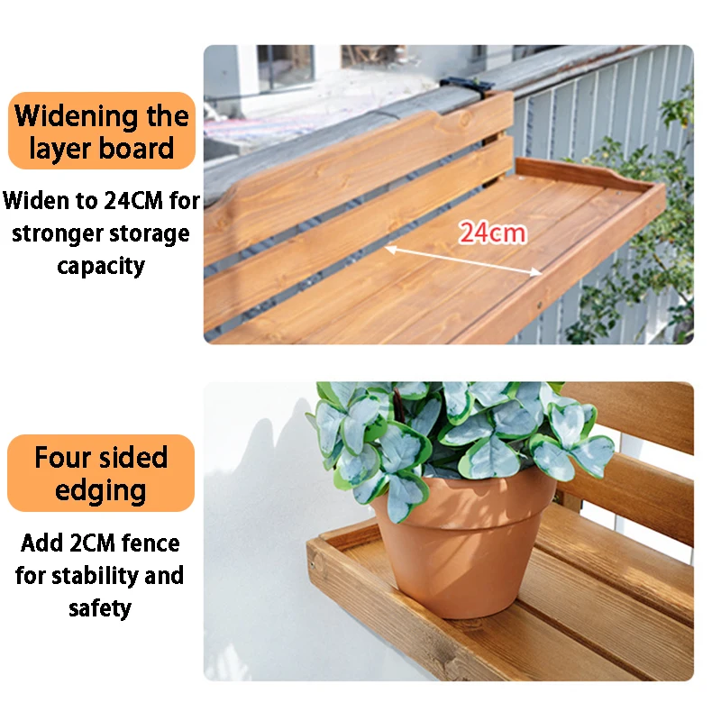 طوي في الهواء الطلق الجدول شرفة درابزين حامل زهور في الهواء الطلق معلقة تخزين حامل شرفة درابزين حامل أوعية الزهور العصارية #5