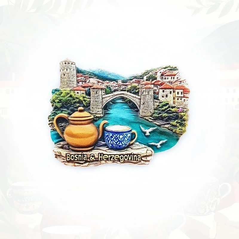 Bosnien und Herzegowina Kühlschrankmagnet – 3D- Balkan-Souvenir Stari Most Bridge Decor Einzigartiges Europa-Geschenk