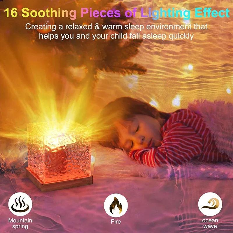 Galaxy Projector Night Light for Bedroom, 16 Color Northern Lights, Nightlight with Remote Control, Cube Ocean Wave LED