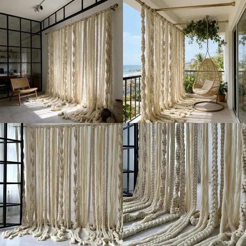 Simple Luxury Textured Lace Curtains for Industrial Bohemian Interiors