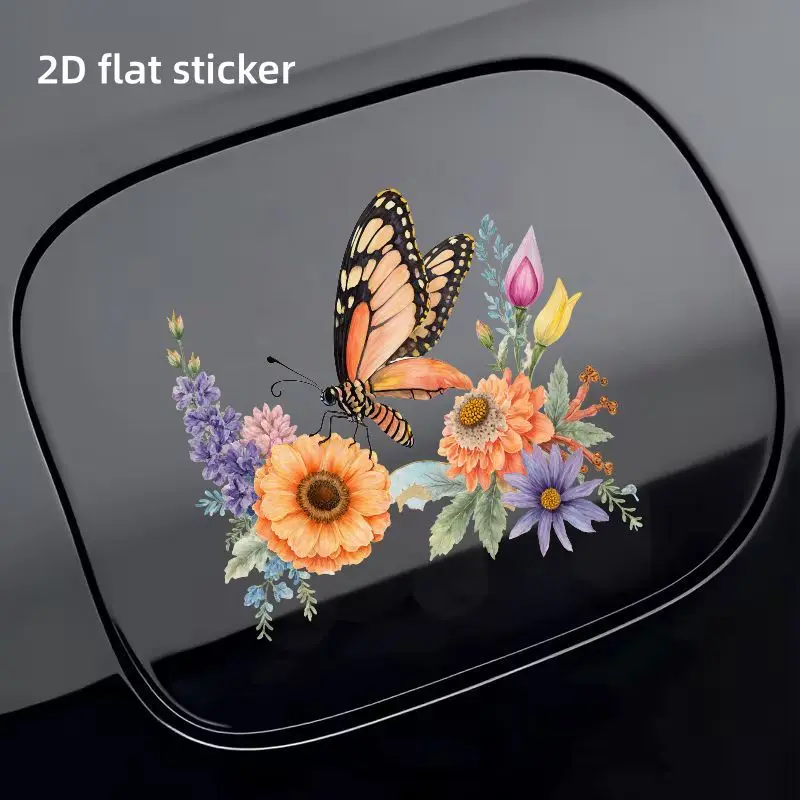 2D Flat Cute Character Hold Fuel Nozzle Thumbs‑Up Vinyl Sticker, Waterproof Decal for Car Fuel Cap SUV Truck Decor, Holiday Gift