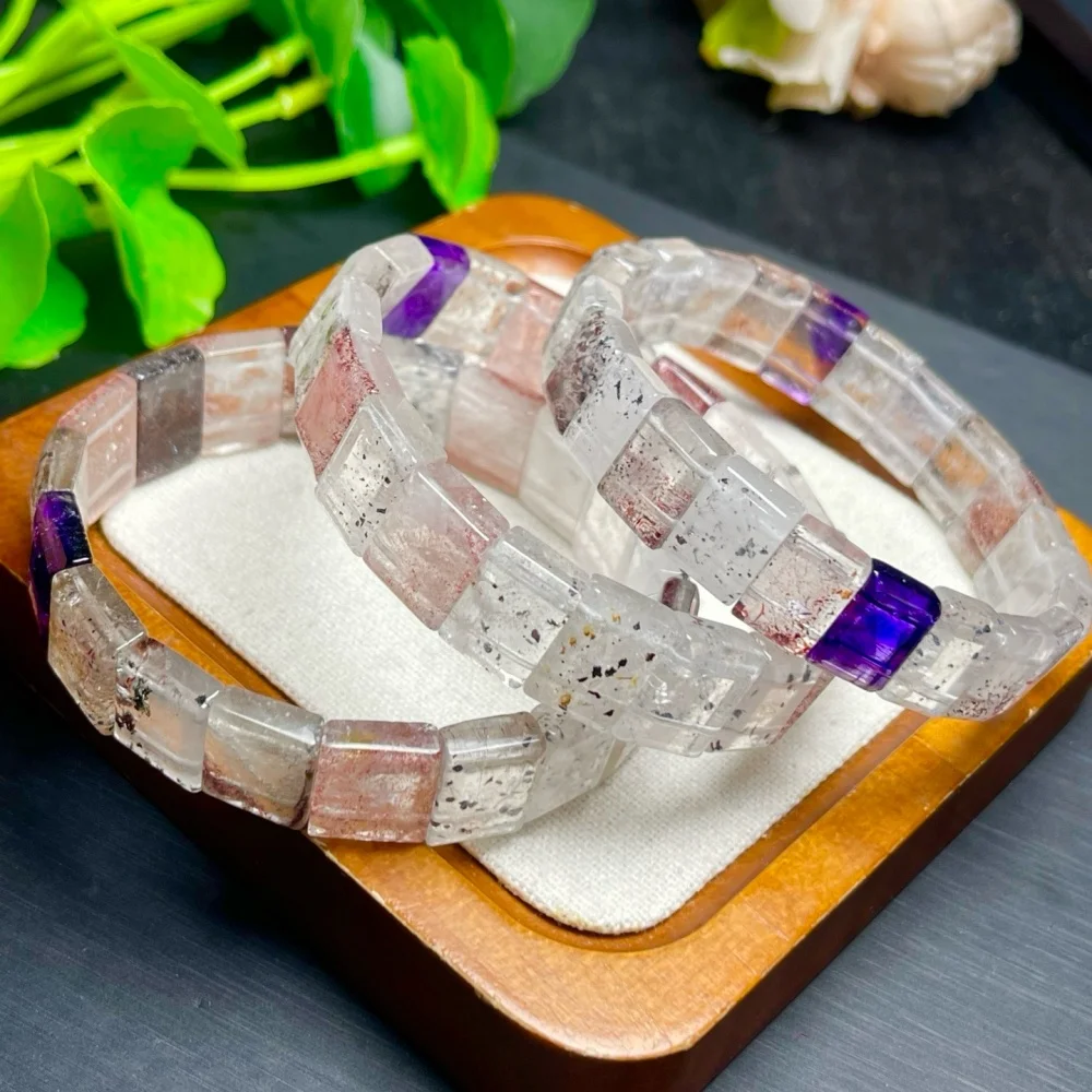 1PC Natural Colored Super Seven Quartz Crystal Bangle Gemstone Fashion Healing Chakra Reiki Yoga Energy Bracelet