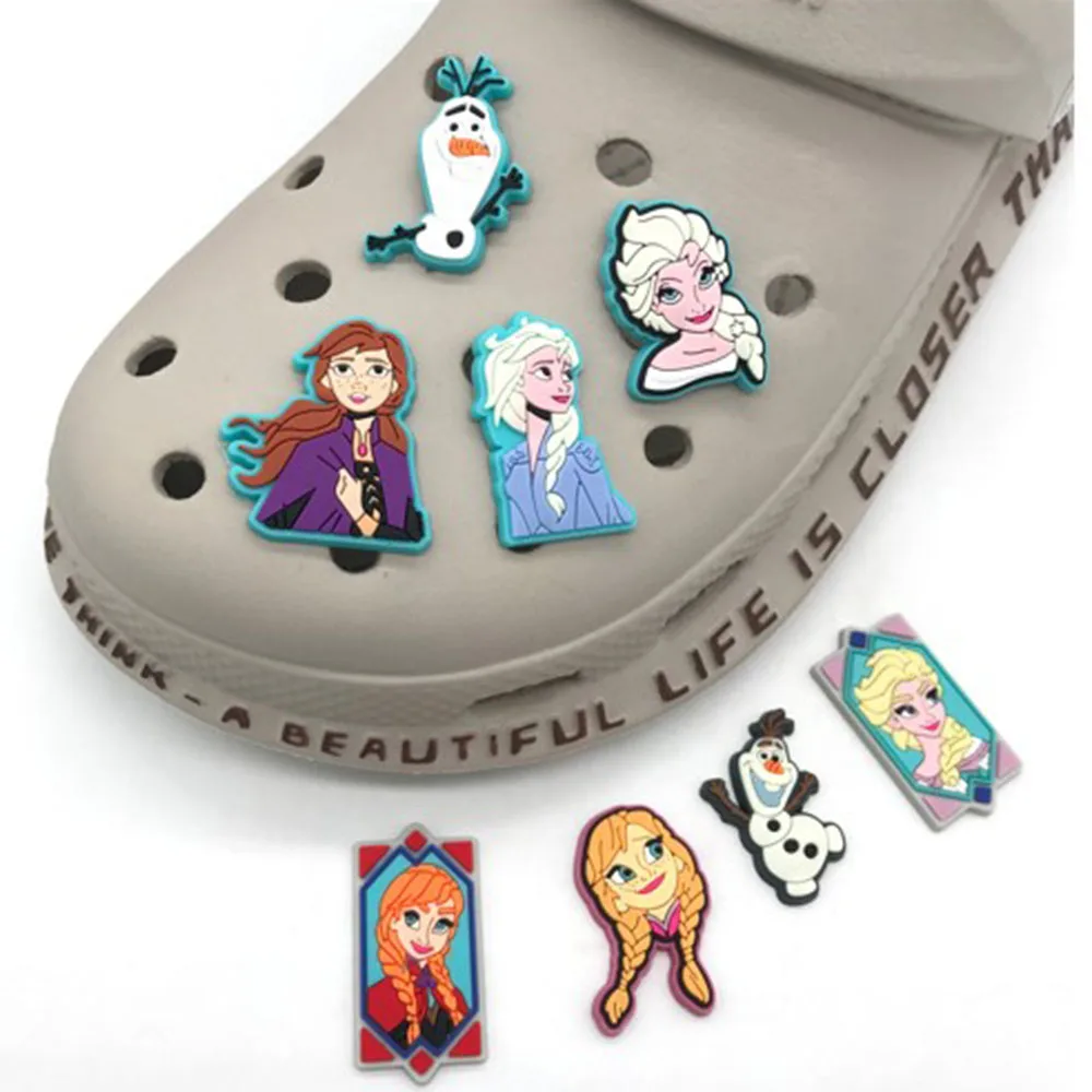 1-25pcs MINISO Frozen Princess Lisa Shoe Buckle Charms Funny Cartoon Character for Clogs Accessories Kids Xmas Birthday Gifts