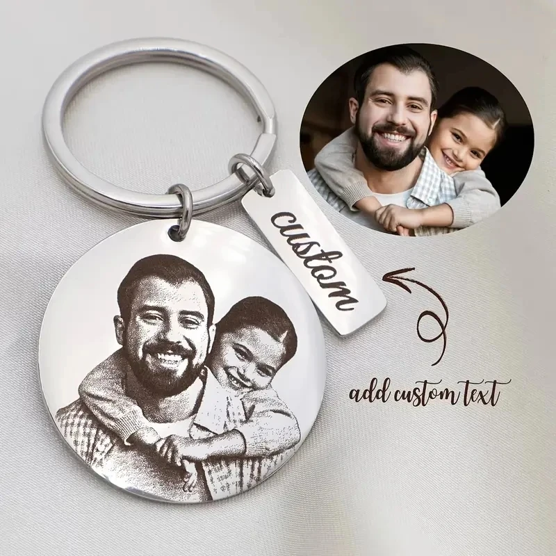 

Personalized Custom Laser Engraved Photo Key Chain Mum Dad Baby Parents Custom Designed Photo Gift For Family Anniversary Gifts