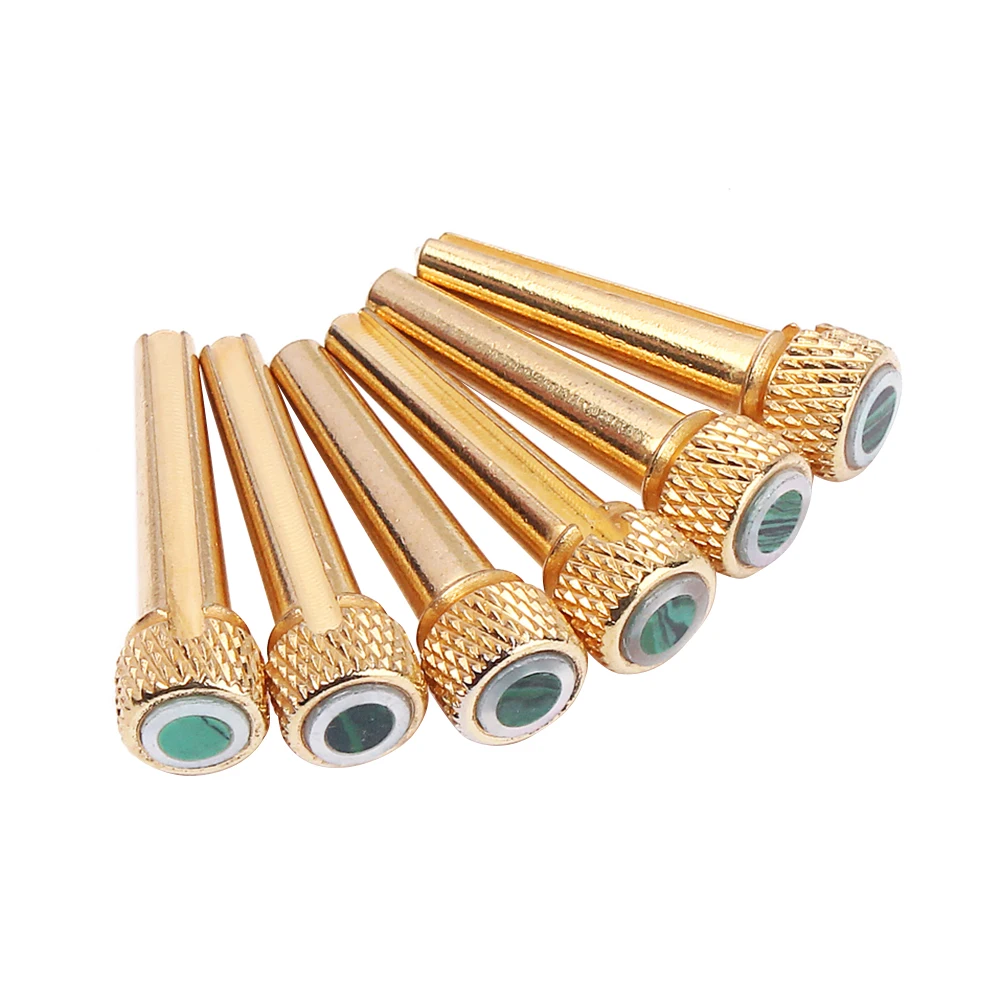 

6 Pcs Golden Stringed Guitar Bridge Pins Spare Parts Brass Inlaid Abalone Dot Mosaic