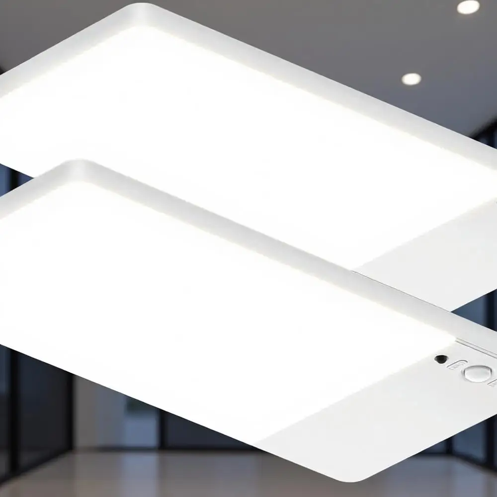 

Dual Pack Rechargeable Motion-Activated LED Ceiling Light, 12000mAh Battery, 3000K-6000K Adjustable, Remote Included