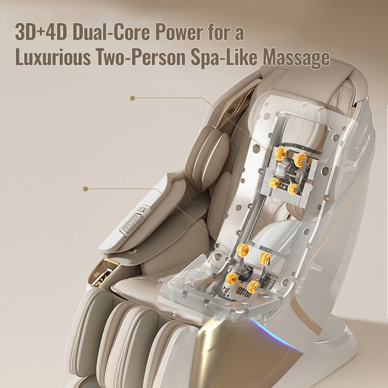 Electric 4D Massage Chair Dual Core Thai Stretch 2025 Shiatsu Zero Gravity Double Mechanism Chair for Massage Chair
