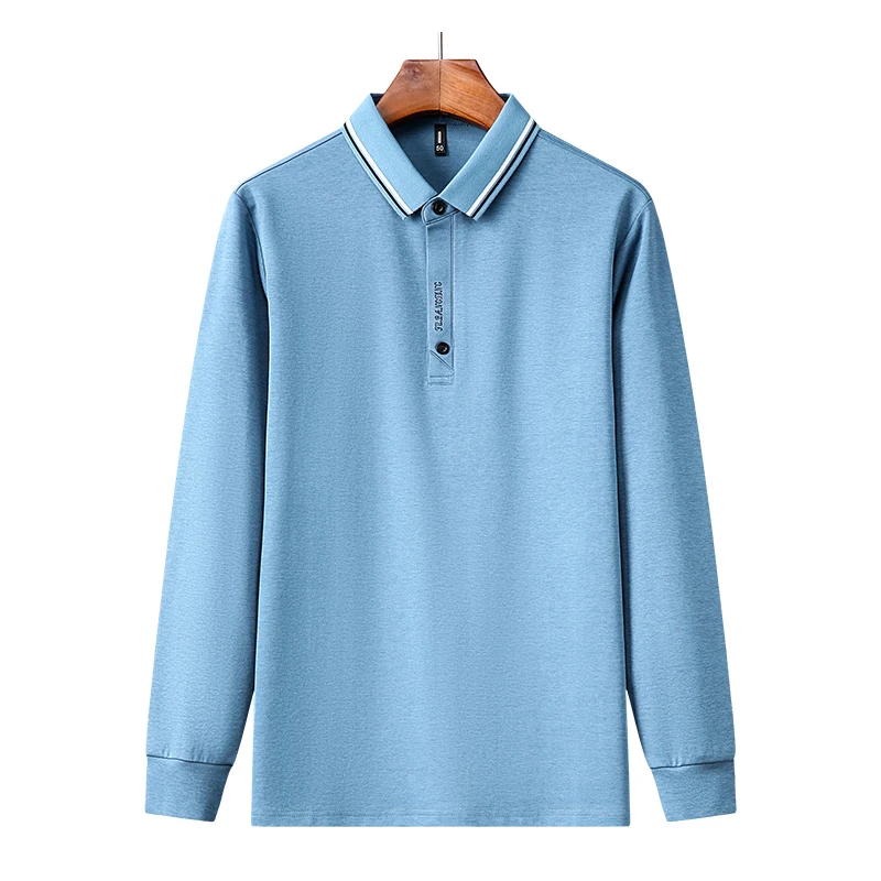 Top Grade Mulberry Silk 5.2% New Fashion Plain Regular Fit Polo Men Designer Brand Casual Long Sleeve Tops Mens Clothes 2023