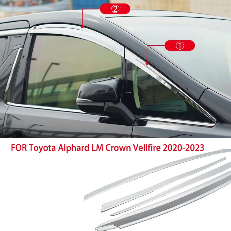 

Car accessories FIT FOR Toyota Alphard LM Crown Vellfire 2020-2023 ABS waterproof Door Window Visor Vent Shades Sun Rain Guard