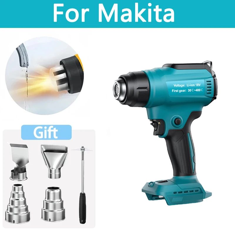 Makita 18v akujuhe kuumuta püstol 18V aku reguleeritav temperatuur 122 ℉ -1022 ℉ Aku soojuse kahanemispüstol