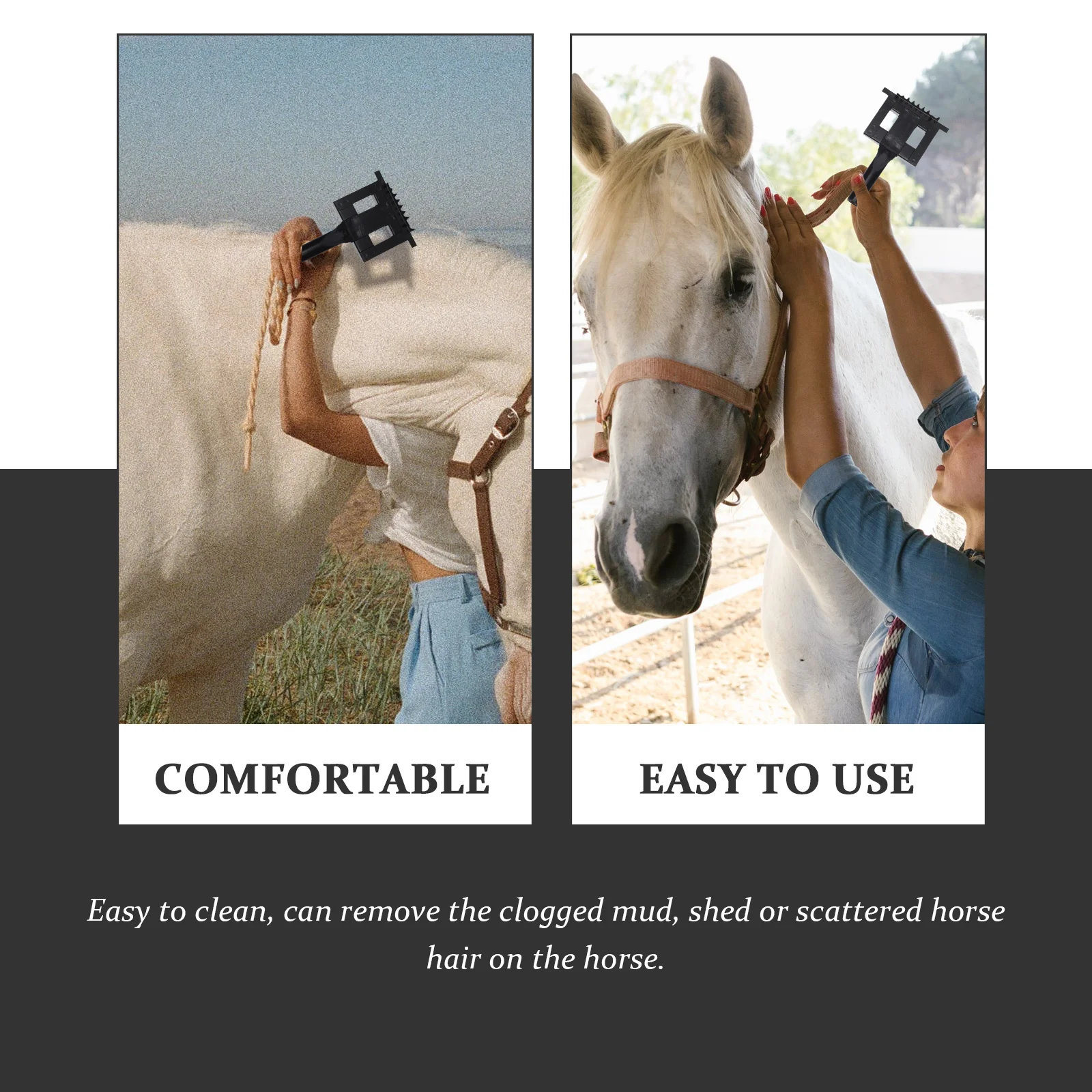 1 قطعة مكشطة الحديد المسننة فرشاة شعر الماشية حجم كبير تساقط مشط قبضة مريحة لوازم التهيأ للماشية #1