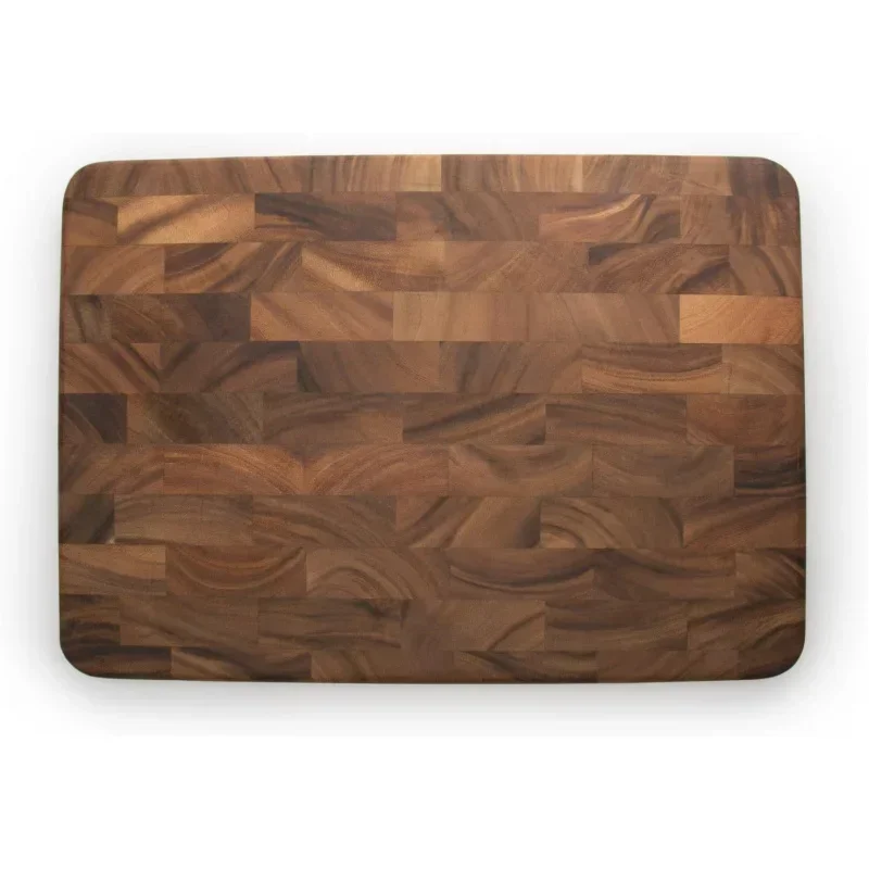 Large End Grain Prep Station Acacia Wood Cutting Board, 14 x 20-Inch, Brown