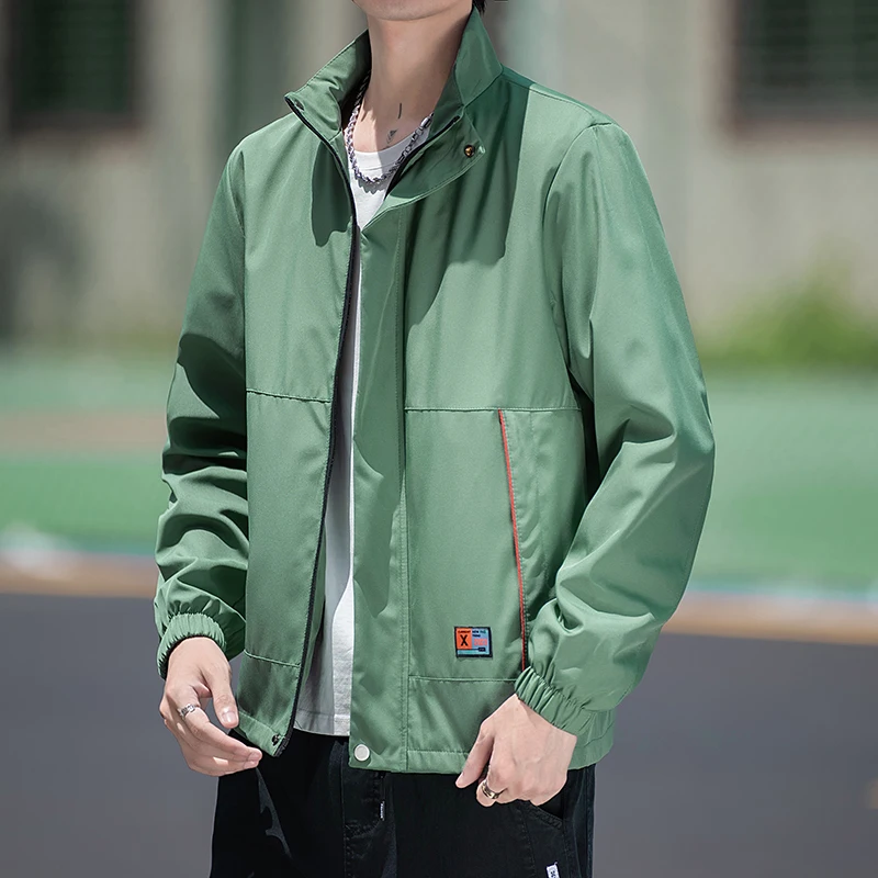 Printemps automne nouveau Sle hommes col montant Jaet léger vêtements d'extérieur décontractés haut pour adolescents Stand Fit