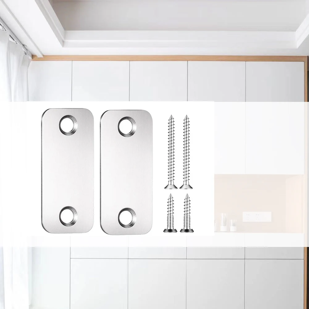 Door Strike Filler Plate,1/2 Set Adjustable Door Strike Plate With Screws Door Lock Replacement Parts Repair Gasket