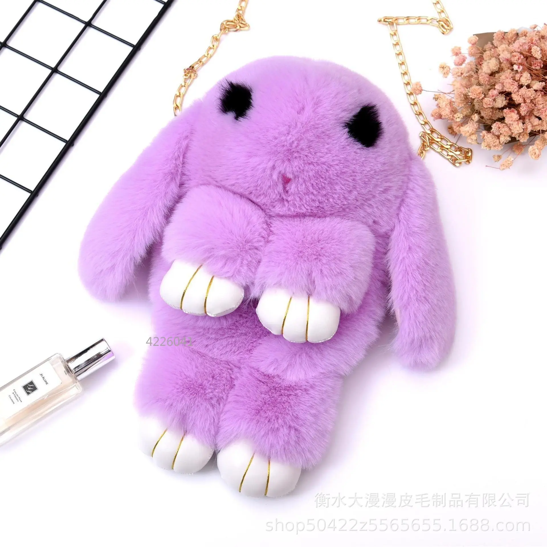 

Cute Fluffy Rabbit Fur Pompoms Chain Bag Women Cartoon Rabbit Sling Bag Fluffy Bunny Shoulder Plush Backpack Girl Birthday Gifts