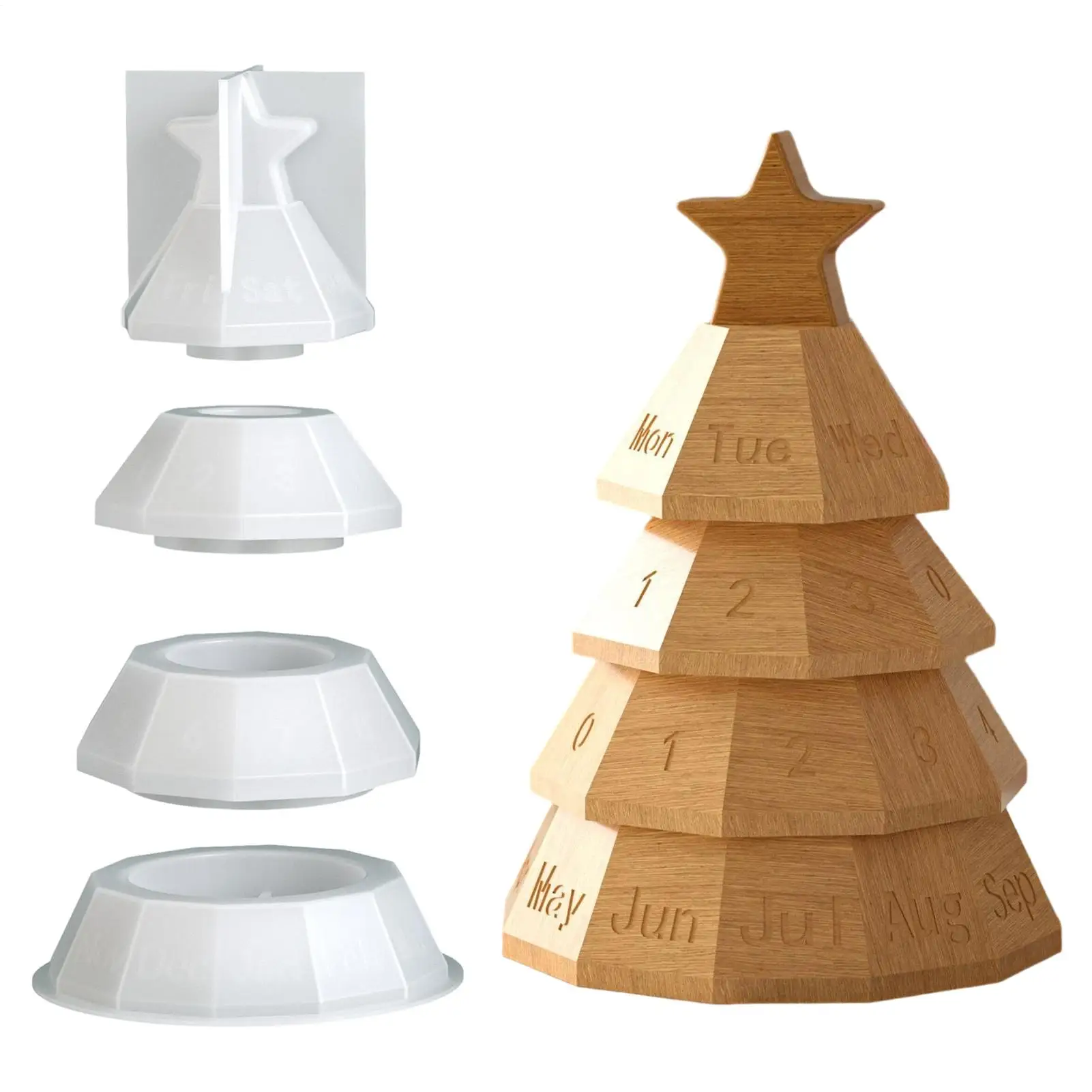 Christmas Silicone Mold Beginner-Friendly Reusable Mould Stacking Christmas Tree Silicone Mold for Concrete Plaster Clay