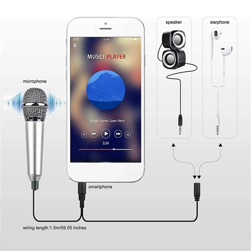 Mini Voice Recording Microphone Portable Karaoke Mini Karaoke Microphone, Mic For Singing, Recording, Voice Recording