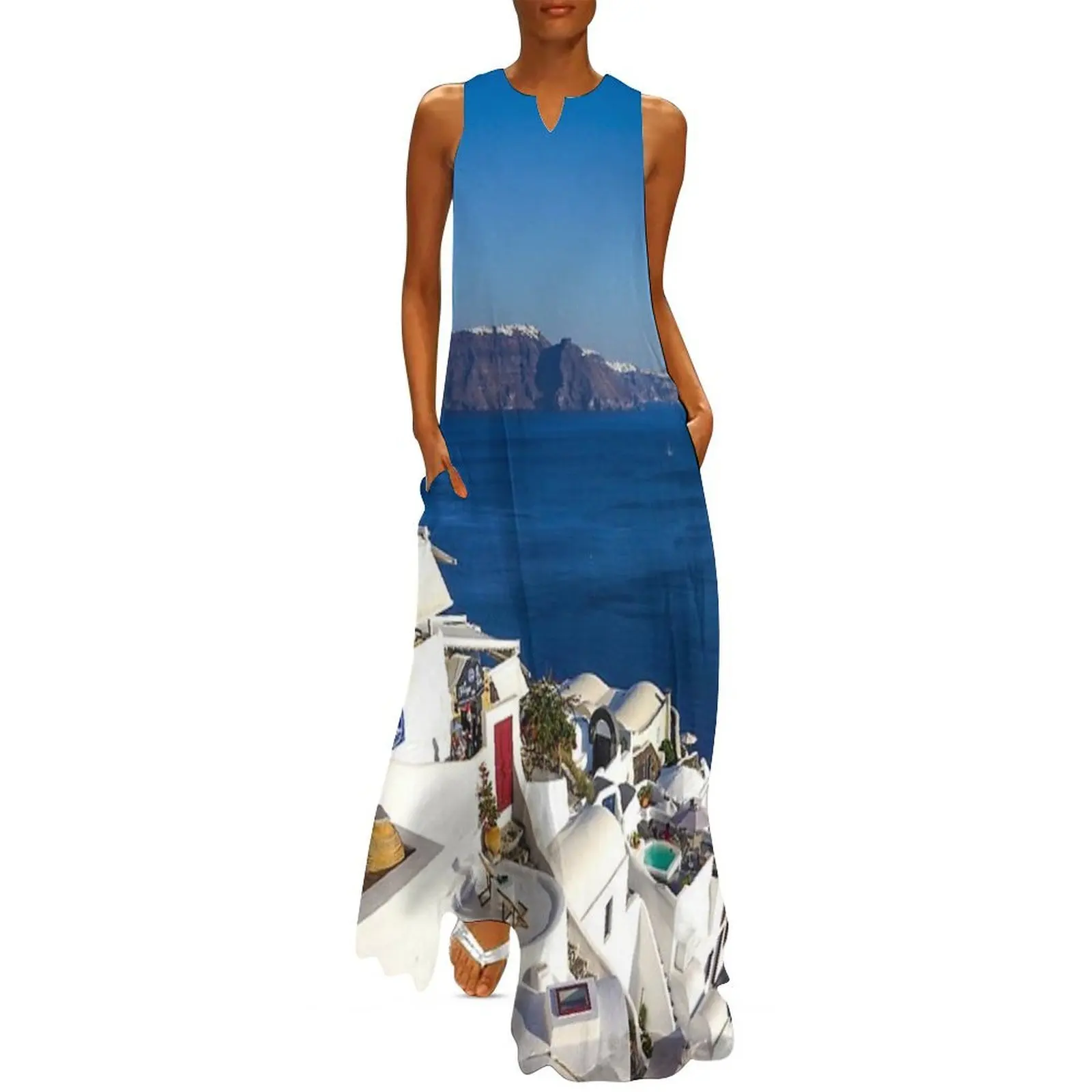 

Santorini island sunset views, Greece Long Dress Aesthetic clothing dress women summer Bride dresses