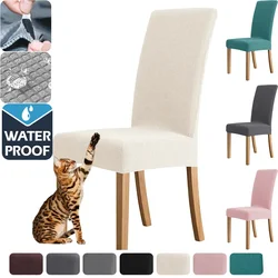 Funda impermeable para silla, funda blanca para silla de comedor, protector elástico suave antiarañazos para gatos