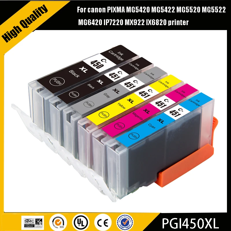 Einkshop PGI-450XLBK 450 451 450XL 451XL PGI450 CLI451 Compatible Inkjet Ink Cartridge for Canon PIXMA MG6340/MG7140/IP8740