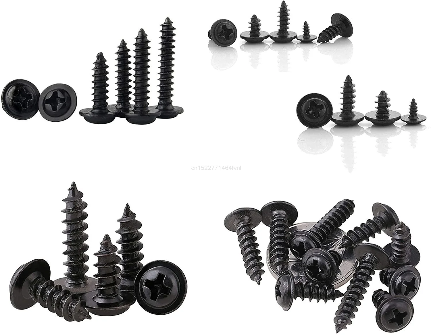 900pcs M2.3 M2.6 M3 Hardware Black Screw PWA Cross Round Head With Cushion Self-tapping Screw Pan Head