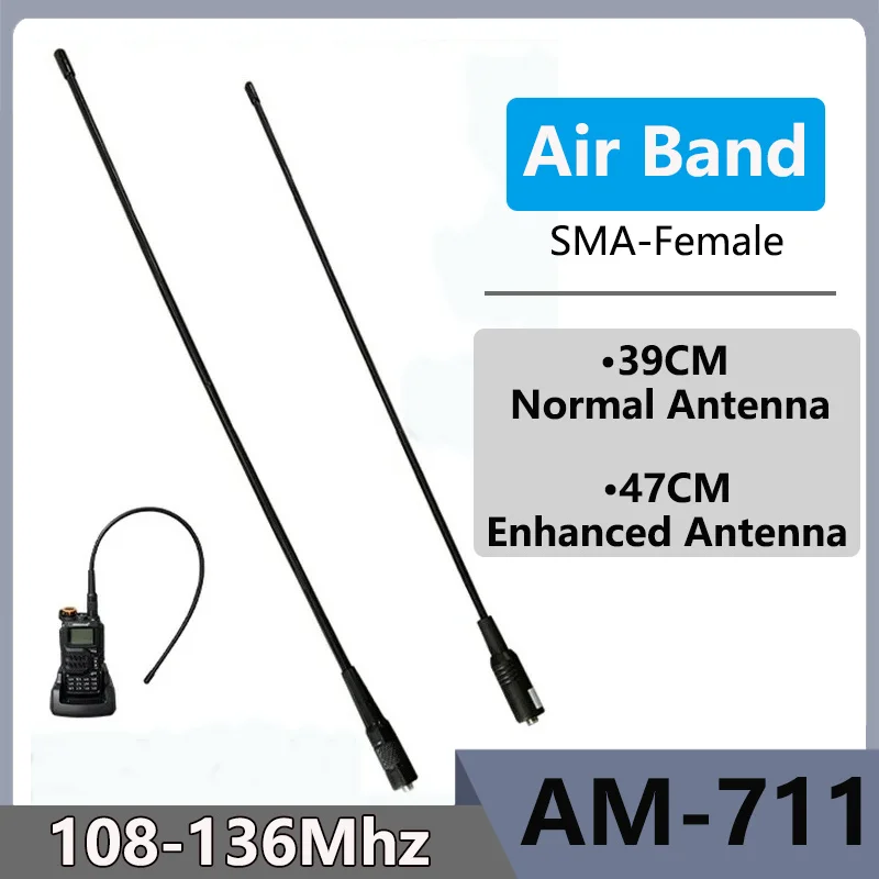 AM-771 Antena Air Band 108-136Mhz 39CM 47CM do krótkofalówek Quansheng UVK5 UVK6 UV5R Plus UVK5M Radtel Rt-490 Rt-68 Rt-830