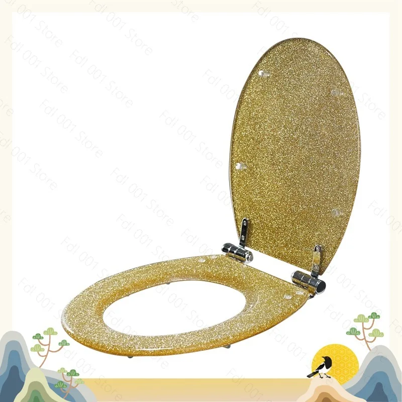 Universal Thickened Resin Toilet Seat Slow Close Vintage Household Toilet Seat with Mounting Screws