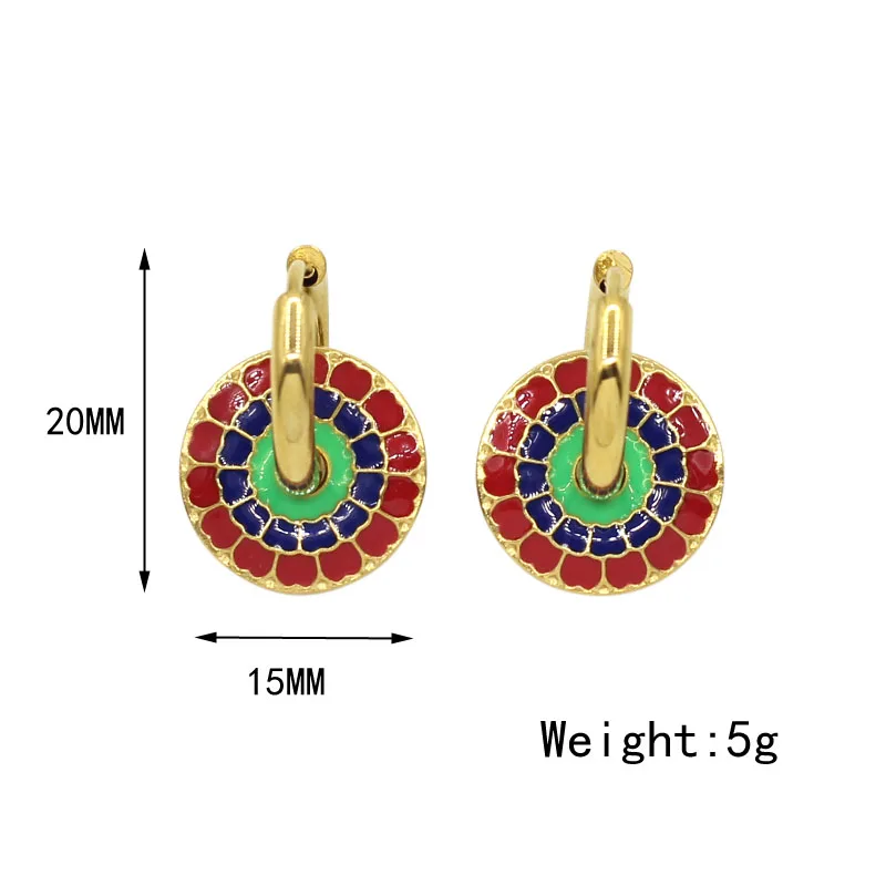 Emalia Retro spersonalizowane kolorowe krople glazury klamra do ucha niszowe lekkie luksusowe wysokiej klasy kolczyki ze stali tytanowej dla kobiet biżuteria