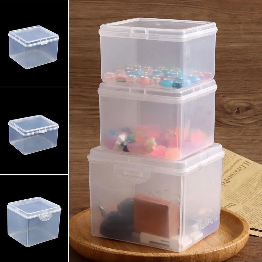 1Pcs with Lid Storage Box Multi-purpose Plastic Storage Case Rectangular Shape Clear Small Thing Container