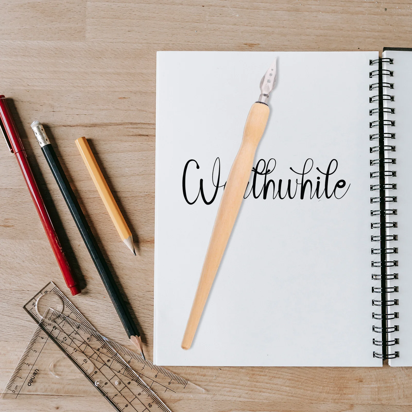 

1Set Calligraphy Dip Pen Set with Interchangeable Nibs Bent Tip Design for Smooth Line Writing Practice Drawing Portable Elegant