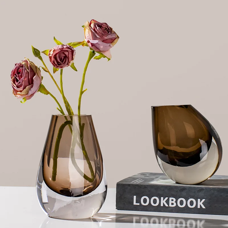 Modern light luxury small vase ins flower arrangement high-end glass living room European high-end simulated
