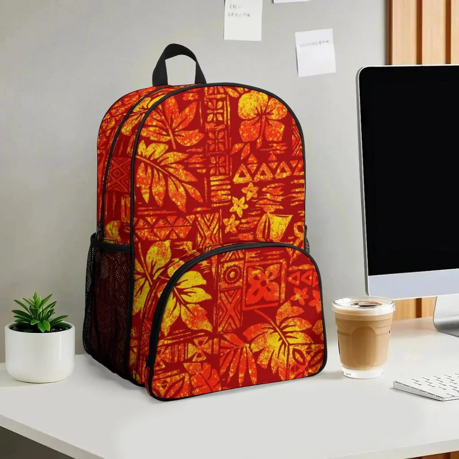 Tas Ransel Dua Lapis Custom Pola Polinesia Tas Sekolah Anak Muda untuk Musim Kembali ke Sekolah Tas Ransel Laptop