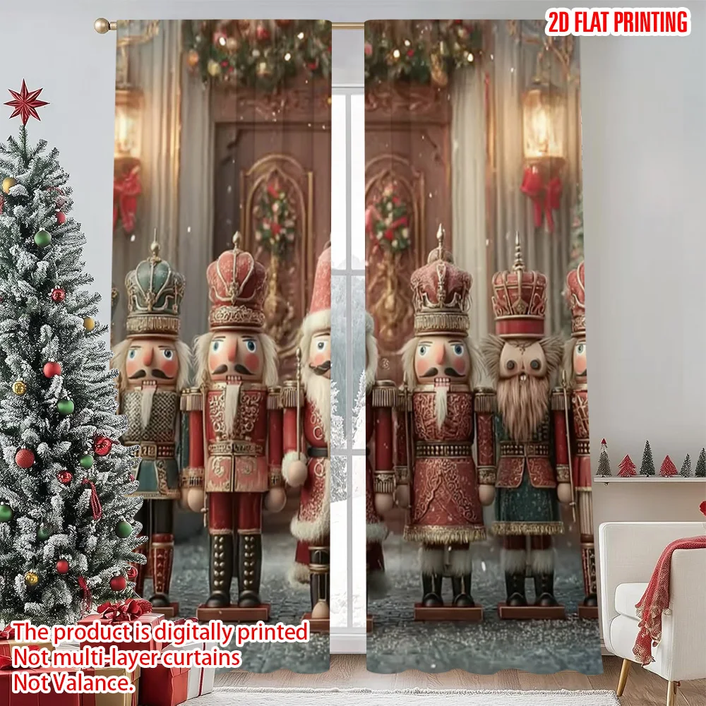 

2pcs 2D flat printing Christmas Drapes Christmas King Machine Washable Fabric Without Electricity Spring Party & Holiday Decor