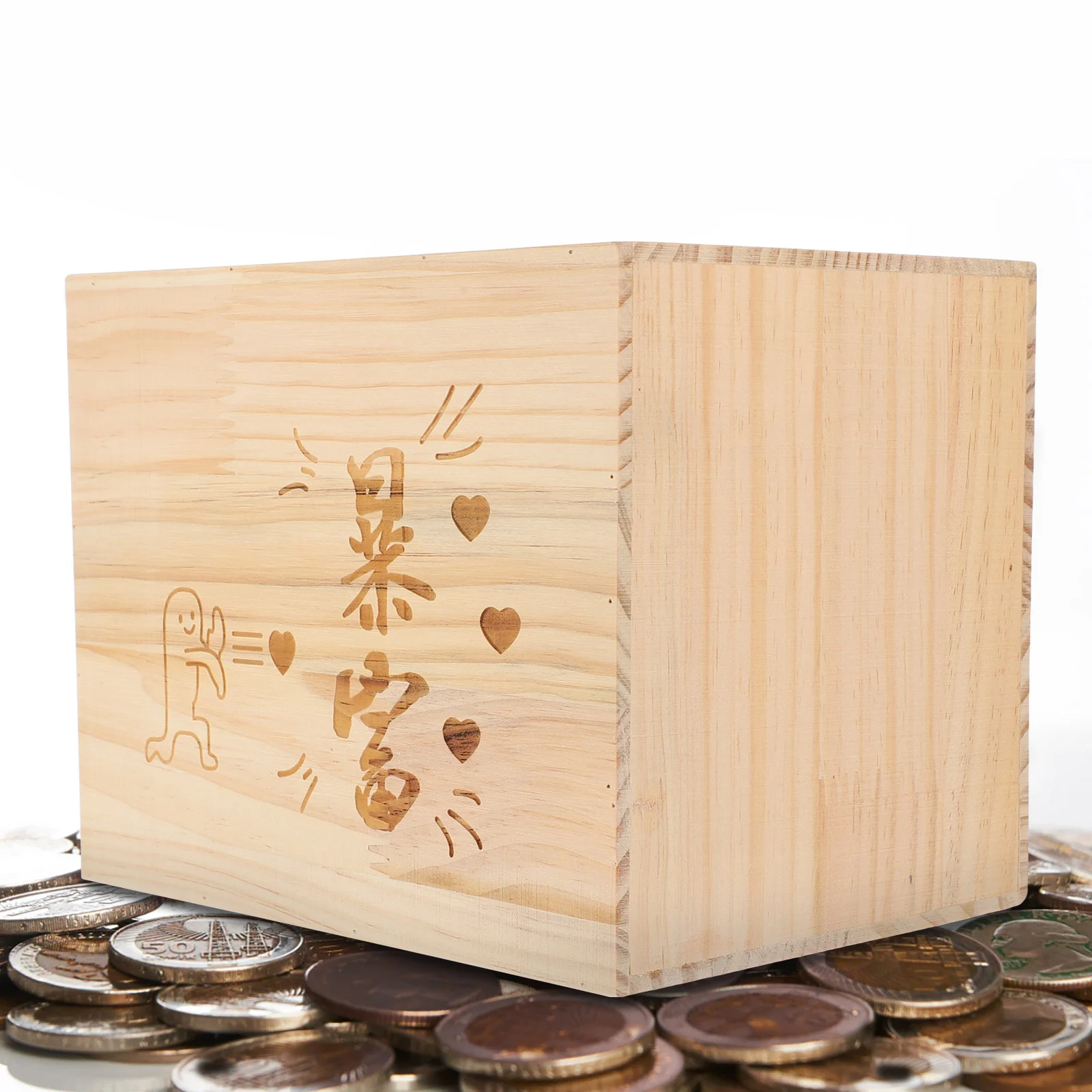 

Piggy Bank for Kids Banks Children's Money Gift Holder Girls Solid Wood Small Cash Boxes Office