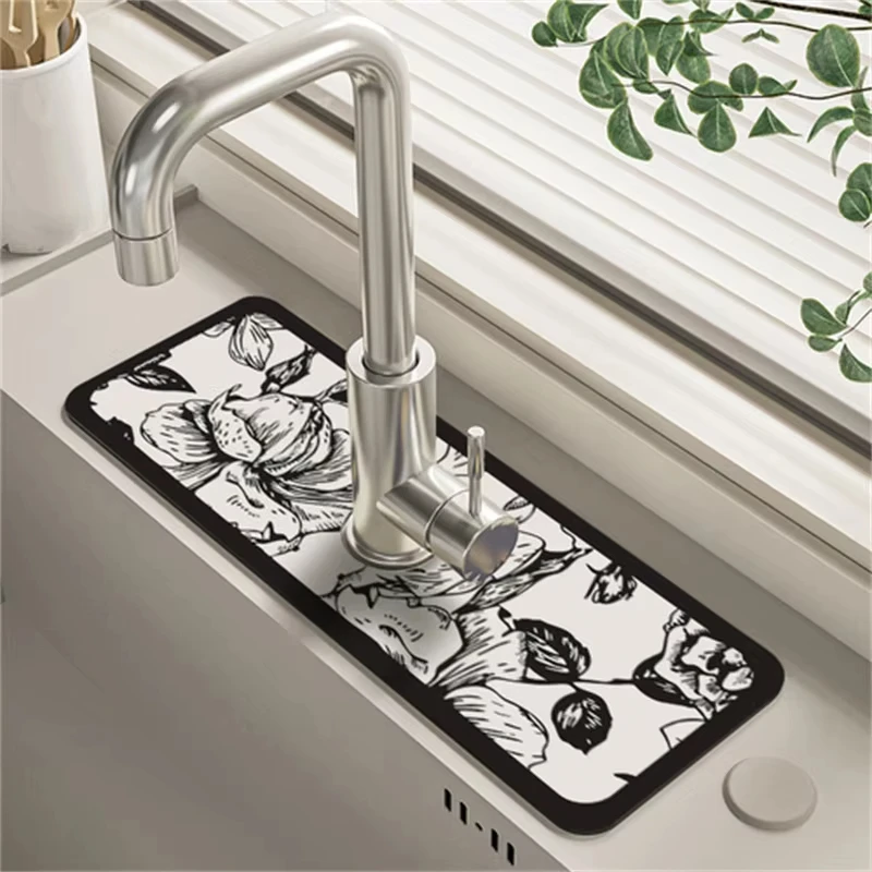 VIKAMA Fantasy Style  Dish Drying Mat Non-Slip Fast Drying Faucet Draining Mat  Durable Reusable for Kitchen Bathroom Mat