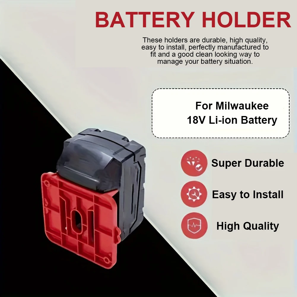 

5pcs Battery Holder Battery Dock Mount for Milwaukee M18 18V Battery Storage Wall Mount Battery Base for Work Van Shelf Toolbox