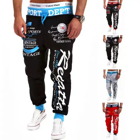 Pantalones de Jogging informales de Hip Hop para hombre, 문자가 인쇄된 스포츠 바지, 체육관, 피트니스, 팬타
