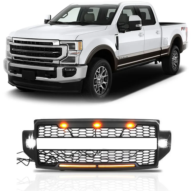 

Spedking Hot Sales Front Grille With Amber LED Light For FORD F250 2021 Car Grills