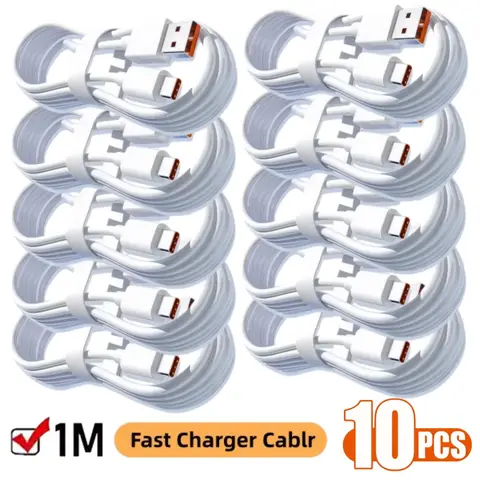10PCS Quick Charging Cable 120W 6A USB A To Type C Fast Charger High-speed Data Transfer Wire Cords for Samsung Xiaomi Huawei