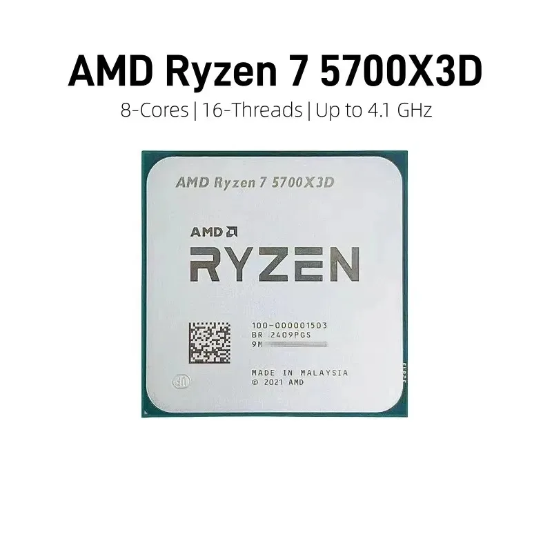 대량 CPU AMD Ryzen 7 5700X3D 8코어 16스레드 3GHz 기본 속도 4.1GHz 부스트 속도 105W AM4 DDR4 X570/B550 칩셋용 Ryzen 5000 시리즈 썸네일 3