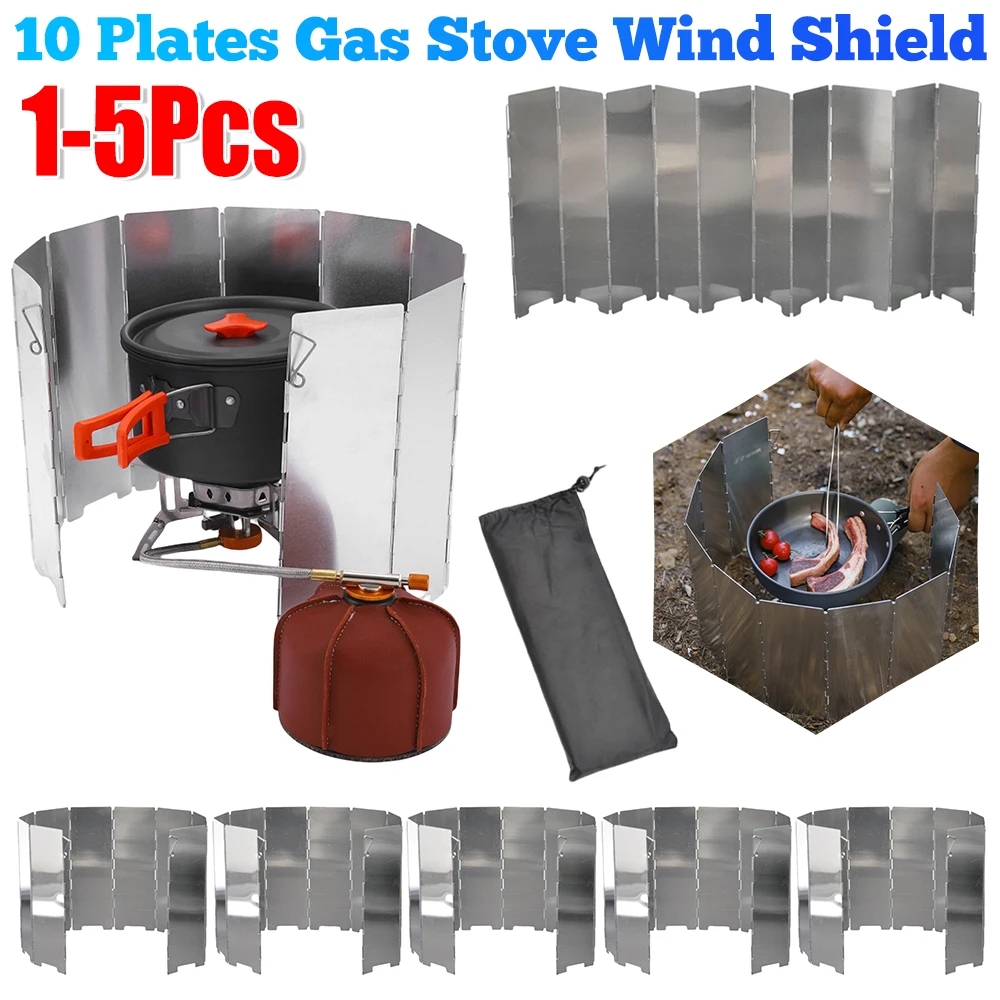 

1-5 шт., 10 пластин, ветрозащитный экран для газовой плиты, складной экран для плиты, ветрозащитный барьер, защита для газовой горелки для барбекю, для кемпинга на открытом воздухе