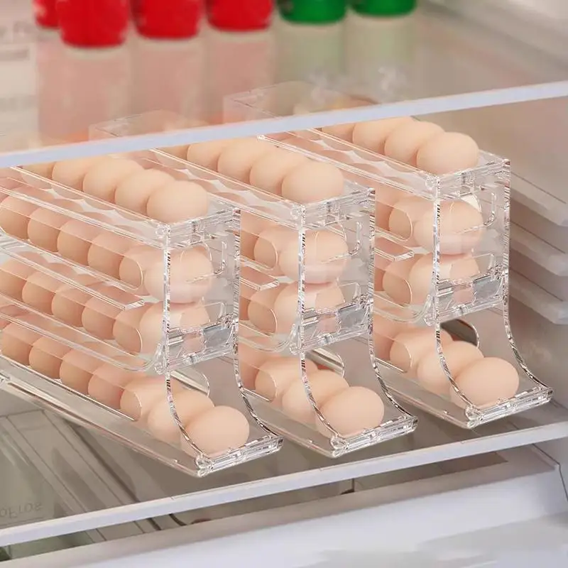 

Refrigerator Egg Storage Box Four Layer Automatic Egg Rolling Machine Kitchen Countertop Egg Tray Refrigerator Rolling Egg Holdr