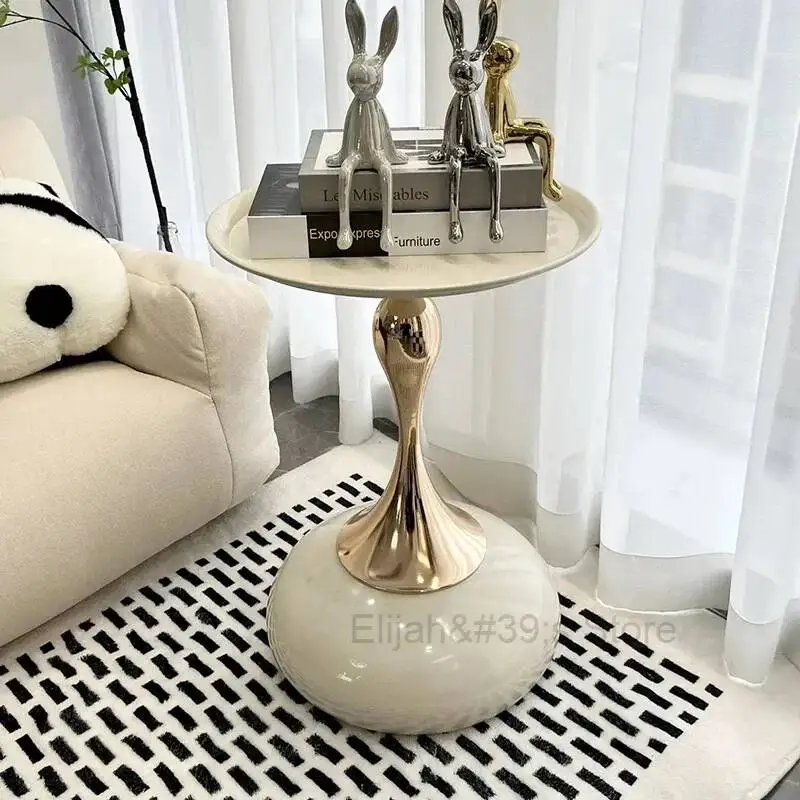 Small Ornaments Luxury Side Table Living Room Aesthetic Balcony Mobile Side Table White Design Mesa Auxiliar Salon Furniture