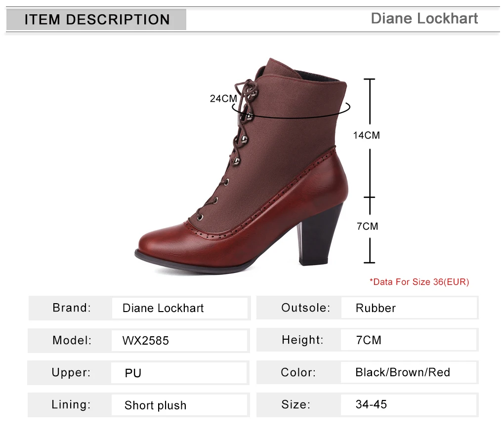 2024 New Lace Up Ladies High Heel Shoes Strange Steampunk Boots Victorian Ankle Boots Women Round Toe Thick Soled Short Boots