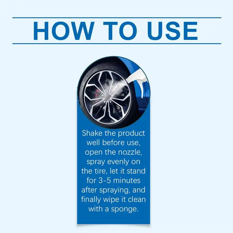 Tire Shine Spray Powerful Wheel Cleaner Spray 120ml Auto Wheel Shine Rubber Part Cleaner Portable Tire Shine Tire Stain Remover