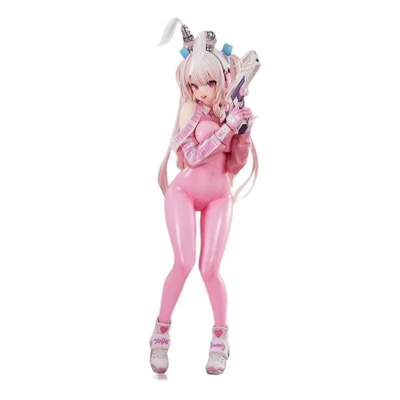 28cm Super Bunny Anime Figure Cute Bunny Girl Figure Pink Rabbit Figurine Pvc Gk Statue Model Doll Collection Room Desk Toy Gift